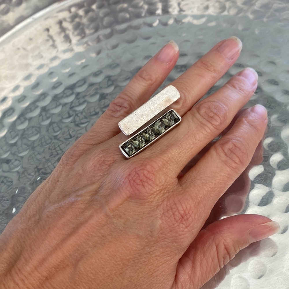 Avant Garde Paris Contemporary Ring with Swarovski Crystals